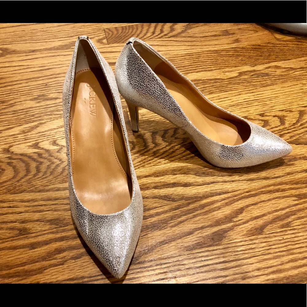 J. Crew Silver / Metallic Heels - Like New Condition, Size 6.5